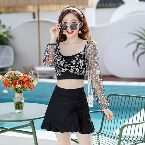 Womens Swimsuit Swimwear Swimming Suit Tankini For Girls Bikini Brazilian Pure Ins Female Korea Falbala Suits Polyester Print