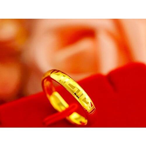 Simple 14K Yellow Gold Ring for Women Wedding Engagement Anniversary Resizable Charming Jewelry for Girlfriend Birthday Gift