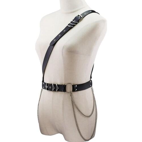 2021 Fashion Trend Women Men Gothic Handmade PU Leather Harness Belts Body Bondage Waist Straps Punk Rock Stylish Accessories