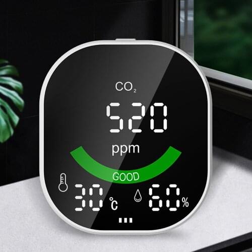 3in1 CO2 Temperature Humidity Monitoring Device Display Air Quality Detector Brightness Adjustment Over-limit Alarm Function