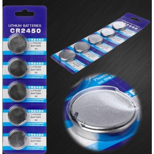 5PCS Button Battery CR2450 Electronic Lithium Coin Cell Batteries 3V KCR2450 5029LC LM2450 Watch Toy Remote
