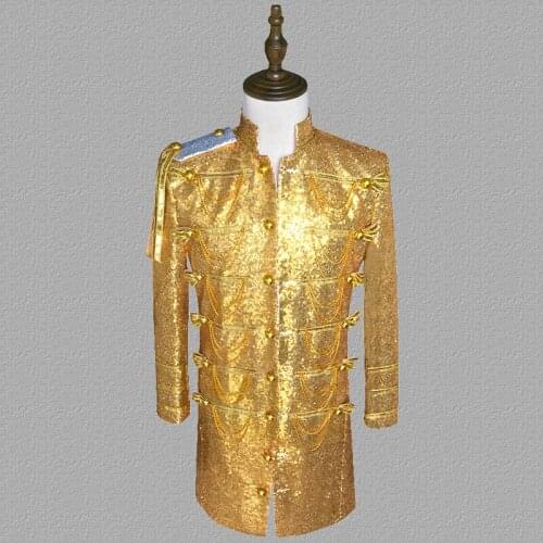 Sequins blazer men long suits designs jacket mens stage costumes singers clothes dance star style dress punk masculino homme