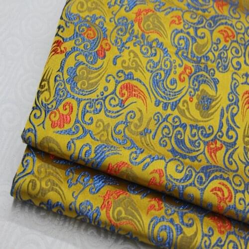 CF154 1 Yard 73cm Golden Antique Silk Fabric Chinese Style Brocade Jacquard Fabric For Chinese Dress Cushion Cover Home Textile