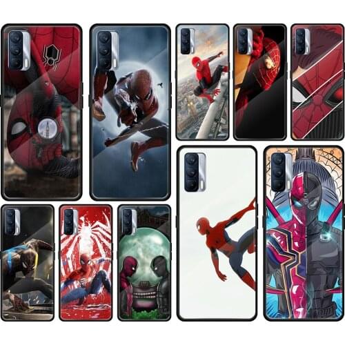 The Spiderman Marvel Tempered Glass Cover For Realme 7 7i XT C3 6 5 Pro for OPPO A9 2020 A52 Find X2 Lite Phone Case
