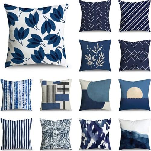 45 x 45cm Blue pattern Decorative Cushion Cover Floral Pillow Case For Car Sofa Decor Pillowcase Home Pillows Home Decoration
