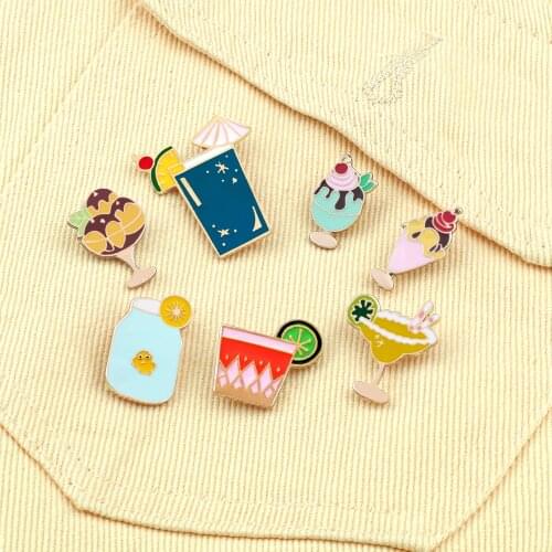 Cartoon Enamel Pin Summer Dessert Brooches Badge Custom Ice Cream Brooch Lapel Collar Pins Jeans Shirt Bag Decoration Jewelry