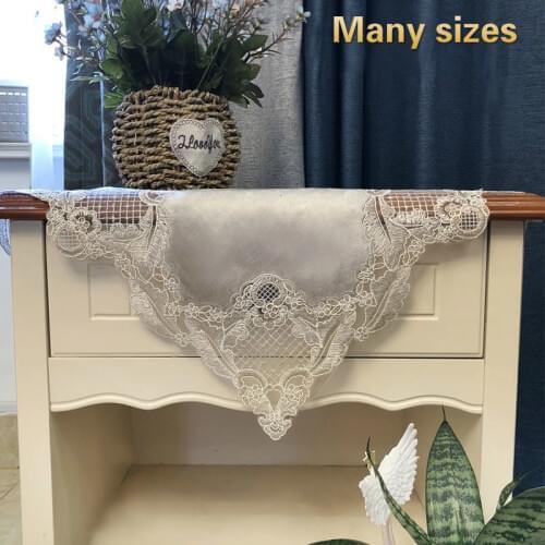 European Luxury Velvet Embroidery Lace Rim Quality Tablecloth Coasters Placemats Hotel Home Villa Dust Cover Decoration Tapete