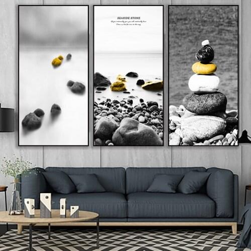 European Landscape Picture Print Home Decoration Nordic Canvas Painting Wall Art Golden Black Stone Style Sea View Free Shipping