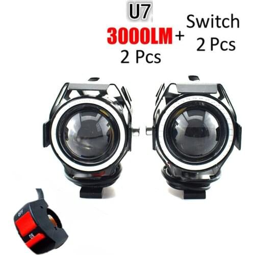 125W 12V Motorcycle Headlight Motorbike 3000LM work spot lamp U7 LED Driving Fog Spot Head Light moto spotlight Decorative Lamp