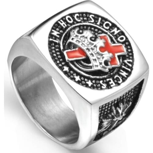 Junos latest classic mens fashion alloy Templar Masonic SilveryRing