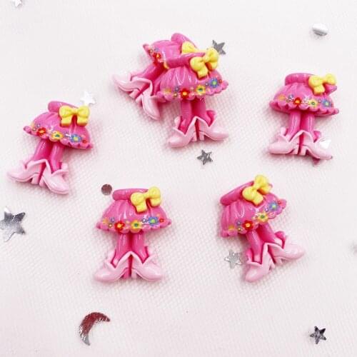 Hand Painted Resin Kawaii Colorful Pink skirt Flatback Cabochon Stone 12PCS Scrapbook DIY Decor Home Figurine Crafts OH353