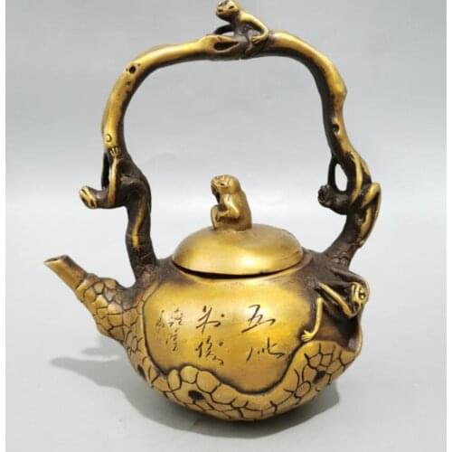 China brass monkey pine flagon crafts statue