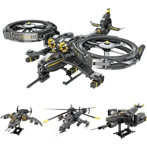 Military Series Titan Aircraft Model Building Blocks Attack Ghost Firewolf Helicopter Bricks Toys for Children Boys Xmas Gifts