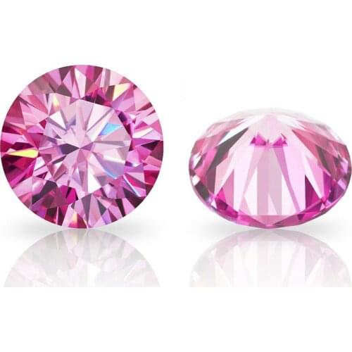 Wholesale 5.0~10mm Pink Color 8 Hearts And 8 Arrows Cutting Round Loose Moissanite StoneWith Certificate