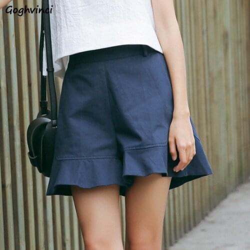 Summer Women Shorts Fashion Ruffles Straight Loose Sweet Young Style Casual High Waist Solid All-match Comfortable Teens Female