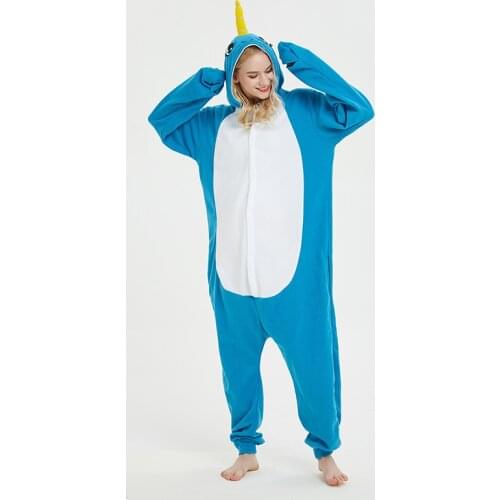 New Narwhal Women Onesie Pajamas Cosplay Kigurumi Animal Homewear Cartoon Sleepwear Yellow Costume Party One-Piece Pajama Onsie