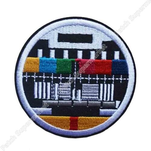 3" RETRO Vintage TV TEST CARD patch 50% off for 10 lots Round Embroidered IRON ON SEW ON Cool Biker Vest transfer Badge clothing