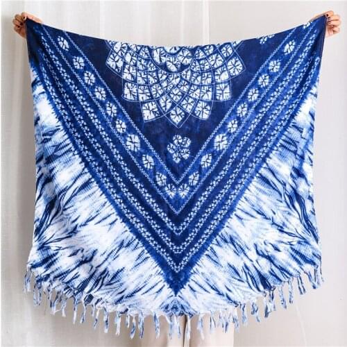 2019 New Autumn Cotton Tie-dye Flower Fringe Scarves Shawls Long Floral Pattern Muslim Muffler Hijab Wrap10pcs/LOT Wholesale