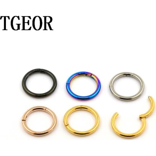 New retail free shipping body jewelry plated colors 1pcs 14G 16G surgical one side fixed Titanium G23 piercing segment ring