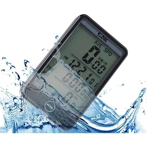 Practical MTB Black Bike Bicycle Cycling ABS GreenBacklight Computer Odometer LCD Backlight Dispaly Speedometer