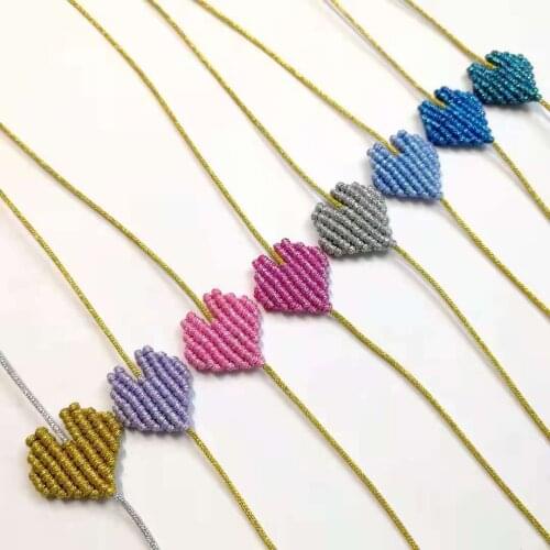 Summer Heart Shaped Love Lucky Rainbow Gold Silver Hyun Braided Bracelet Simple Trendy Ladies Thread Handmade Jewelry Best Gift