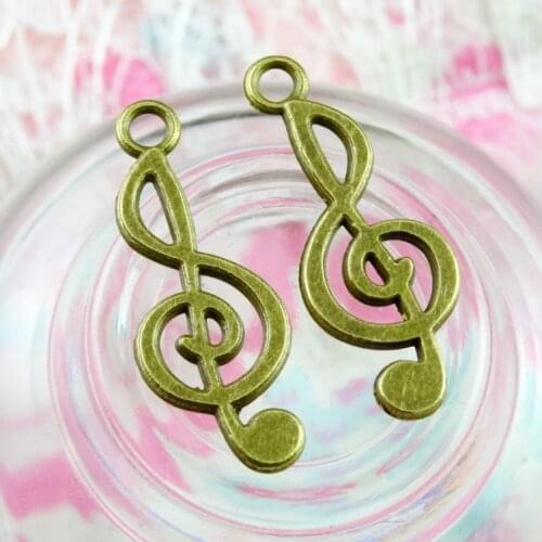 100pcs Charms Musical Note 10x26mm Antique Bronze Color Pendants Antique Jewelry Making DIY Handmade Craft