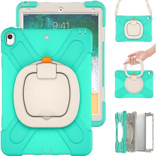 Full Body Protective Kid Back Cover for iPad Air 3 Silicone Case with 360 Rotatable Kickstand for iPad Pro 10.5 Kids Case+Strap