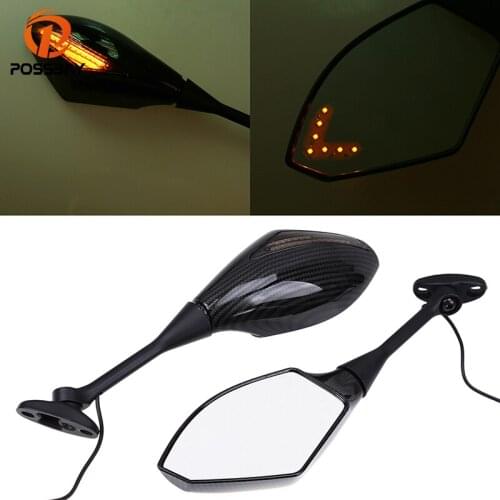 POSSBAY Motorcycle LED Rear Rearview Mirror With Turn Signal Light For Honda CBR600RR 2003-2008 CBR1000RR 2004-2008