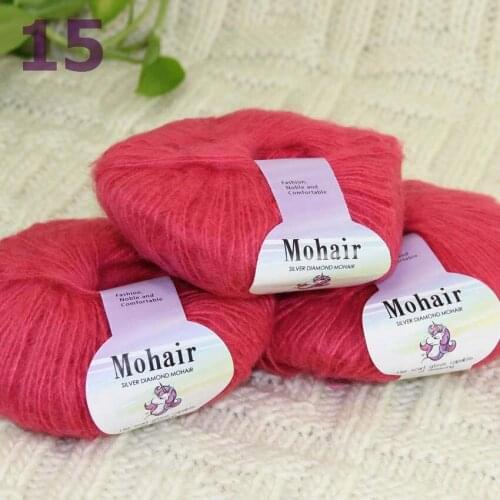 Sale New 3BallsX25g Luxury Soft Mohair Warm Wrap Shawl Hand Knit Crochet Yarn 291-15 Raspberry
