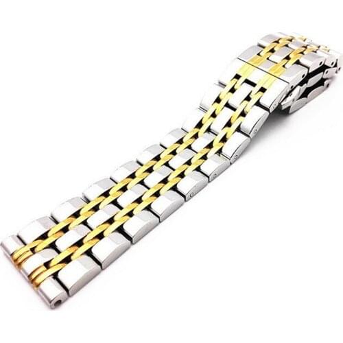 1PCS High quality 20MM 22MM Solid Stainless steel 304 watch strap silver and gold with silver Watch band men-5111