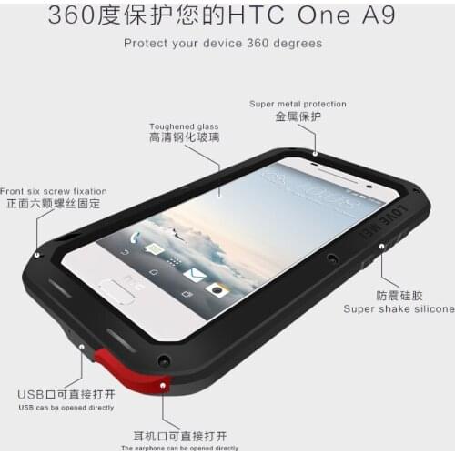 Luxury Armor Metal Heavy Duty Protection Case For HTC One A9 Metal Armor Cover Phone Case For HTC One A9 HTC A9w 5.0 inch Case