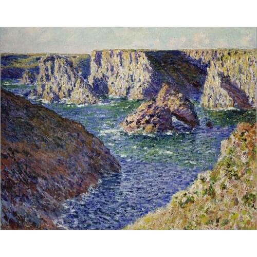 Hand Painted Oil paintings Claude Monet Canvas art The rocks of Belle Ile. In High quality home decor