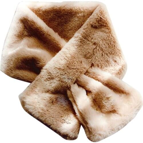 15x90cm 15x90cm Women Winter Thicken Plush Faux Rabbit Fur Scarf Solid Candy Color Collar Shawl Neck Warmer Shrugs Knitted Long