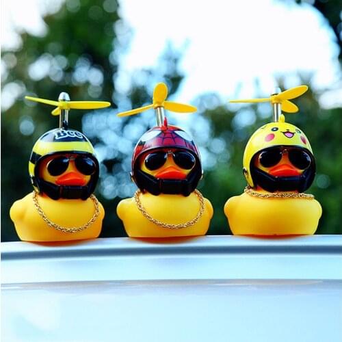 Broken Wind Helmet Small Yellow Duck Car Goods Gift Car Decoration Accessories Broken Wind Wave Duck Cycling Accessories Decor
