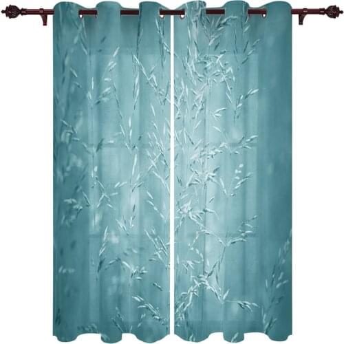 Turquoise Weed Modern Living Room Curtains Polyester Used In Kitchens Used In Bedroom Window Decorations Custom Size