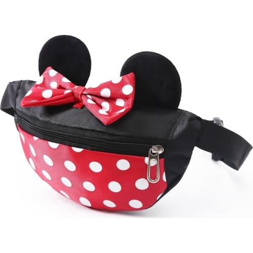 Disney Mickey Mouse Bowknot Coin Purse Boy Girls Minnie Shoulder Messenger Bag Cute Card Pack Cartoon Oxford Storage Bag