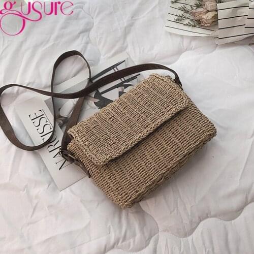 Gusure Summer Women Shoulder Bag Handmade Exquisiteness Straw Woven Bags Flap Pastoral Rattan Girls Crossbody Bags 2021