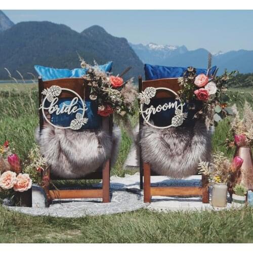 Wedding chair signs, Bride and groom monstera chair sign, Wood Sign, Wedding decorations, Rustic Wedding Decor, Wedding Table De