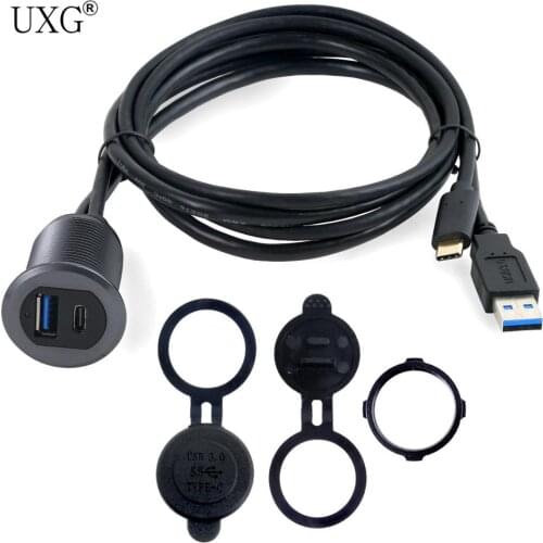 LED light Type C3.1 and USB 3.0 Male to Female AUX Car Mount Flush Cable Waterproof Extension for Car Truck Boat Motorcycle Dash