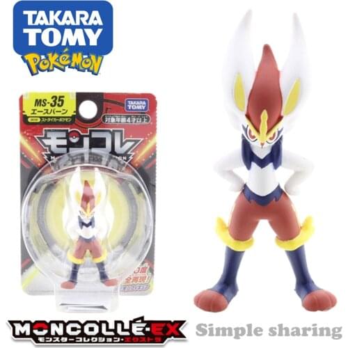 Takara Tomy Tomica Pokemon Pocket Monsters Moncolle MS-35 Cinderace 3-5cm Mini Resin Anime Figure Toys For Children Collectible