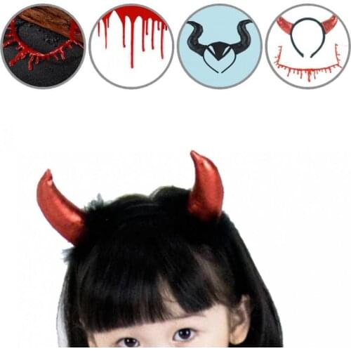 Fabric 1 Set Great Festival Headband with Bloody Necklace 2 Styles Hair Band Attractive for Dorm