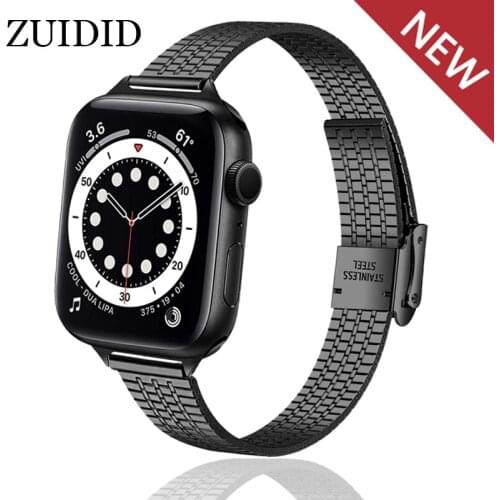 Slim metal Strap For Apple watch bracelet 6 5 SE 44mm 42mm Stainless Steel correa belt watchband iwatch 4 38mm 40mm Accessories