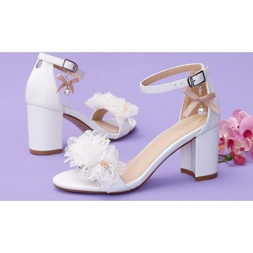 Chiffon mesh flowers with women sandals with open toe rhinestones for students and girls shoes as adult gifts in summer