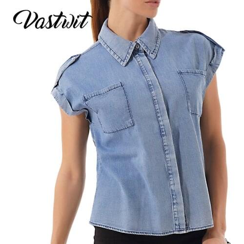 Street Denim Vest Women High Street Chic Denim Outwear Simple Basic Sleeveless Pocket Womens Jackets