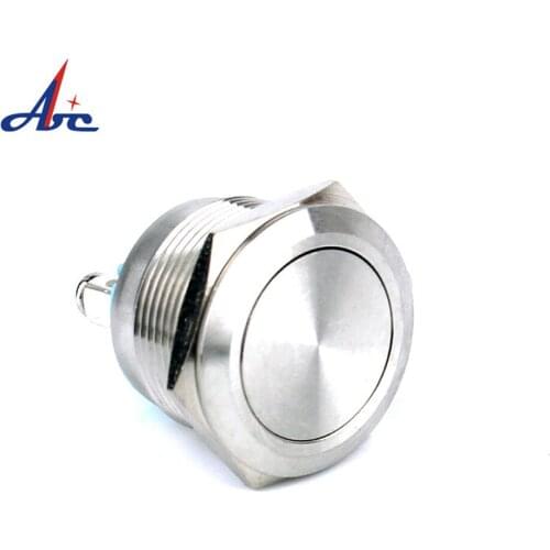 16/19/22MM Waterproof Momentary High Flat head 1NO Metal Push Button Switch Self-Reset Switch screw terminal
