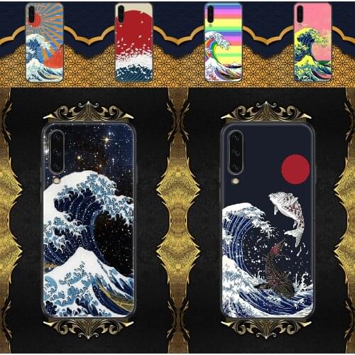 Waves Art Japan aesthetics luxury Phone case For Samsung Galaxy A 3 5 7 8 10 20 21 30 40 50 51 70 71 E S 2016 2018 4G black tpu