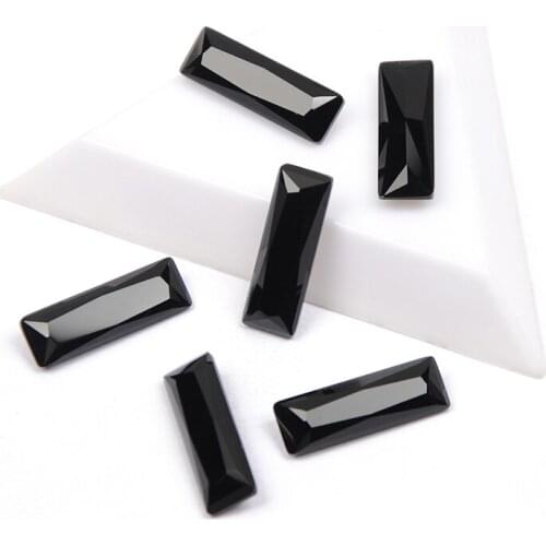 YANRUO 4547 Best Quality Nails Rhinestone Princess Baguette Shape Jet Color Popular Glass Rhinestones For 3D DIY Nail Art Gems