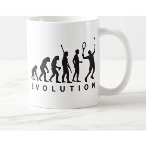 Funny Tennis Coffee Mug evolution tennis Ceramic office cups Gifts from tennis enthusiasts and children