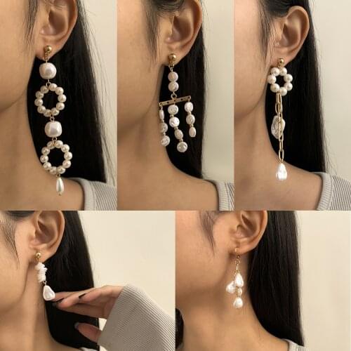 Womens Elegant Retro Imitation Pearl Drop Earrings Fashion Wedding Earrings Tassel Long Earrings Jewelry Gift Accessories