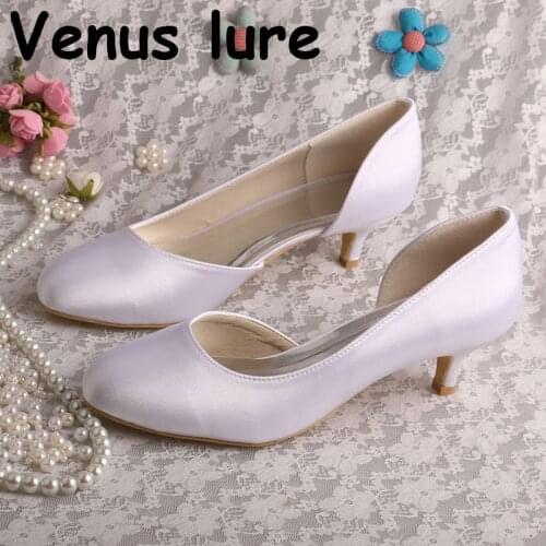 22 Colors Mid Heel 2 inches White Shoes Woman Slip on for Wedding